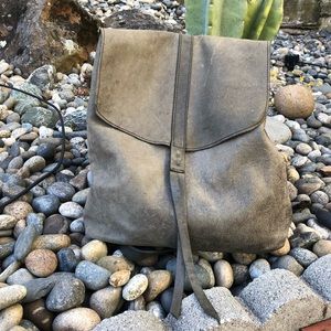 Elegant Gray Suede Women's Backpack